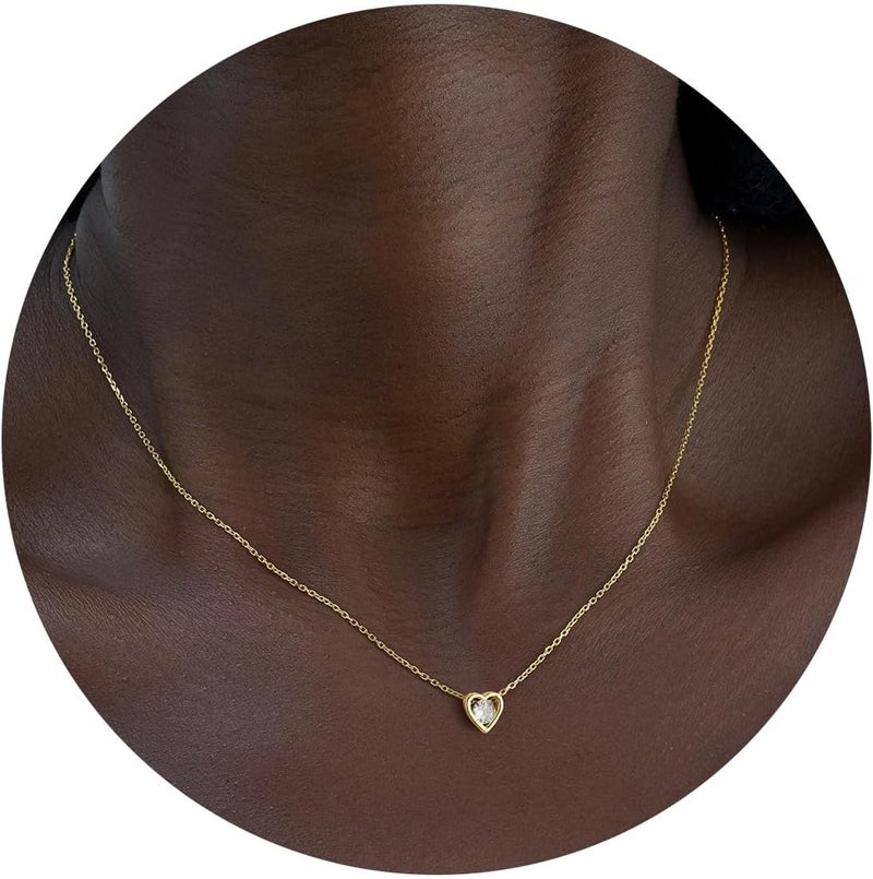 Ieftop Valentines Birthday Gifts for Women Teen Girls - Dainty 14K Gold/Silver Plated Cute Heart Handmade Disc Circle Bee Choker Adjustable Necklace for Women Teenage Girl Trendy Jewelry - Image 1